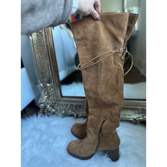 Free People Echo Platform Over-The-Knee Boots Brown Suede Size 38 7.5 NEW NWOB - Picture 3 of 6